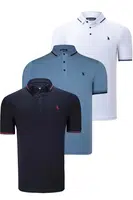 TRIPLE SET T8586 DEWBERRY MEN'S T-SHIRT-NAVY-WHITE-INDIGO