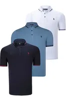 TRIPLE SET T8586 DEWBERRY MEN'S T-SHIRT-NAVY-WHITE-INDIGO
