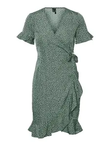 VERO MODA Šaty 'VMHenna'  tmavozelená / biela