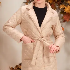 Z6722 DEWBERRY DÁMSKÝ KABÁT - TMAVĚ BÉŽOVÝ