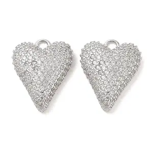 Brass Micro Pave Clear Cubic Zirconia Pendants