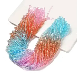 Transparent Painted Glass Beads Strands