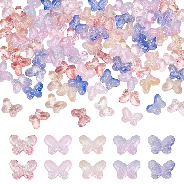 110Pcs 5 Colors Gradient Color Transparent Glass Beads