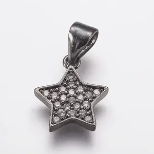 Brass Micro Pave Cubic Zirconia Charm