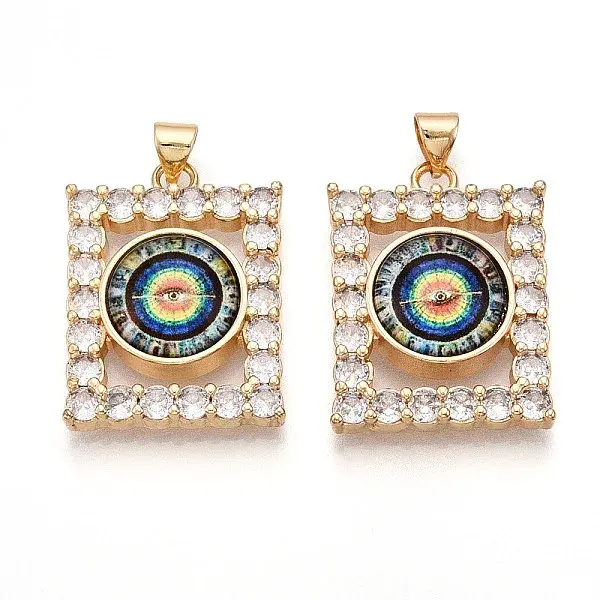 Brass Micro Pave Clear Cubic Zirconia Pendants for Women