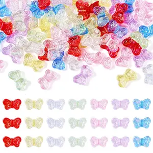 70Pcs 7 Colors UV Plating Transparent Acrylic Beads