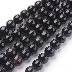 Natural Obsidian Beads Strands