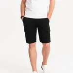 Ombre Men's single color shorts with cargo pockets - black