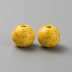 Printed Wooden European Beads