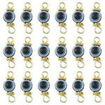 20Pcs Resin Evil Eye Round Bead with 304 Stainless Steel Connector Charms