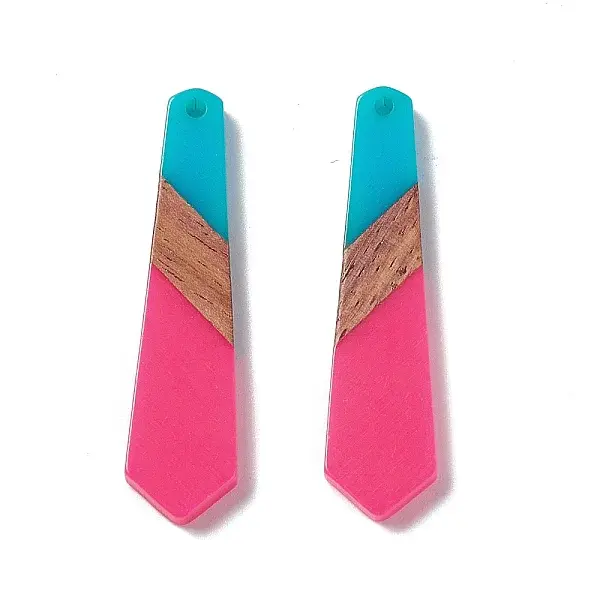 Opaque Resin & Walnut Wood Pendants