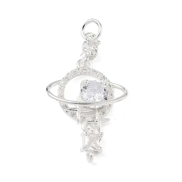 Brass Micro Pave Clear Cubic Zirconia Pendants