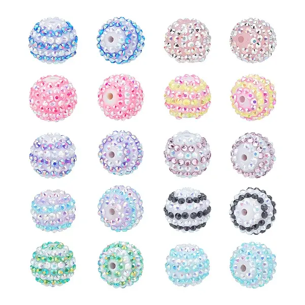 20pcs 10 colors Resin Rhinestone Beads
