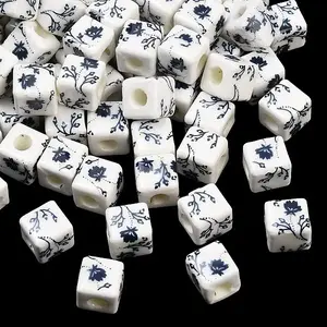 Floral Printed Porcelain Beads