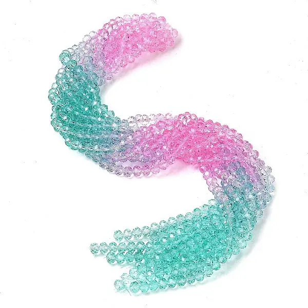 Transparent Painted Glass Beads Strands