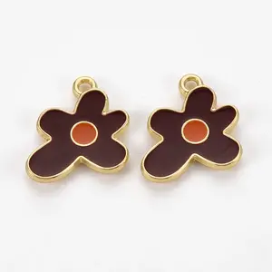 Rack Plating Light Gold Alloy Enamel Pendants