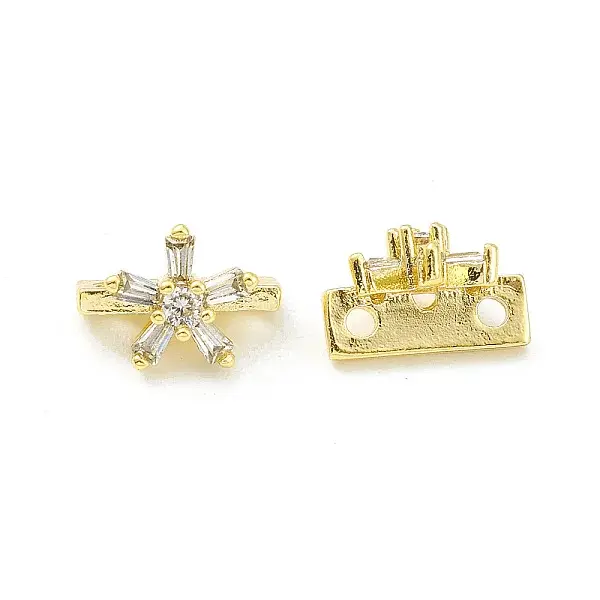 Rack Plating Brass Pave Clear Cubic Zirconia Flower Slide Charms
