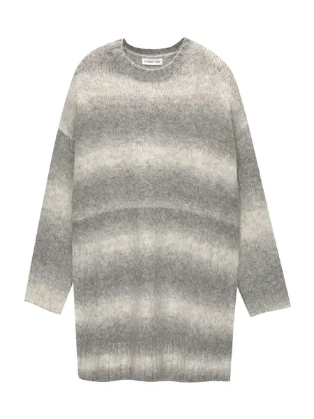 Pull&Bear Pletené šaty  svetlobéžová / sivá