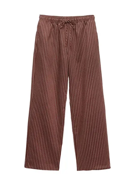 Pull&Bear Nohavice  hrdzavo červená / biela