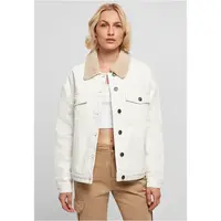 Dámská oversized džínová bunda Sherpa v bílé barvě