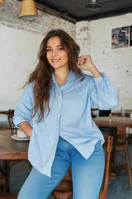 Trendyol Curve modrá boyfriend tkaná košile