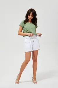 Marisse White Shorts With Ties L-Sh-3107 White