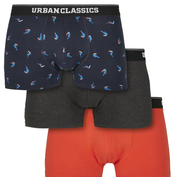 Pánské boxerky 3-Pack ptáci/šedé/oranžové