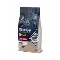 MONGE BWild Cat Low Grain Kitten 1,5 kg kompletné krmivo pre mačiatka s husacím mäsom a so znížením množstvom obilnín