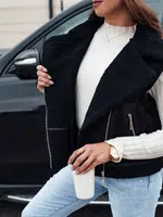 Dámská semišová vesta s kožíškem WOOLZIP černá Dstreet