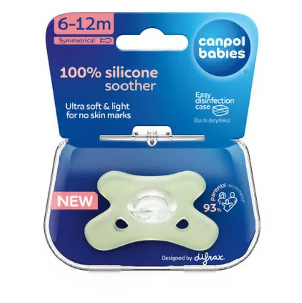 CANPOL BABIES Dudlík 100% silikonový symetrický 6-12m zelený 1 kus
