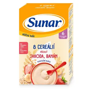 SUNAR Mléčná kaše 8 cereálií jahoda banán 6m+ 210 g