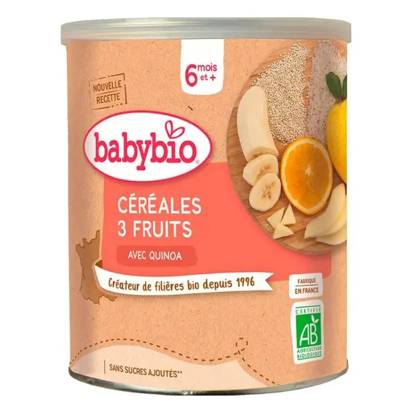 BABYBIO Nemléčná ovocná kaše 3 druhy ovoce 220 g