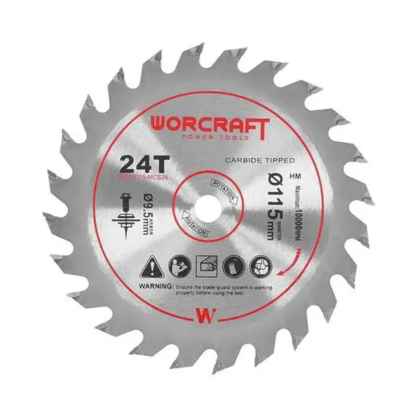 Kotouč pilový TCT pro pokosové pily 115mm 24T WORCRAFT CMCS-S20LiB