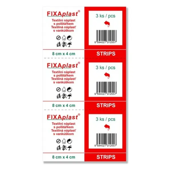 FIXAPLAST Náplast strip 8 x 4 cm 3 kusy