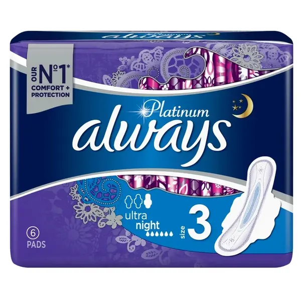 ALWAYS Platinum Night vel.4 Hygienické vložky s křidélky 6 ks