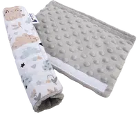 Medi Partners Cotton + Minky car seat belt protector – Polana + gray Minky