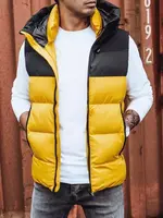 Žlté pánska prešívaná vesta s kapucňou Dstreet