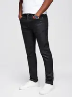 Ombre Men's waxed denim SLIM FIT pants - black