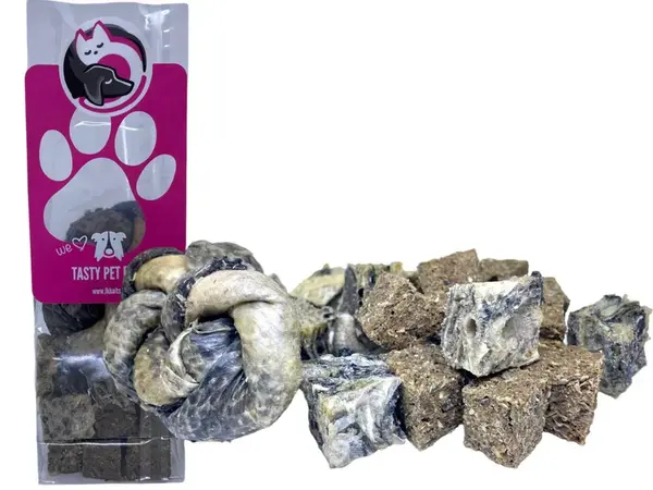 LK Baits Pet Lxusní Balíček 2 - Pamlsky z Mleté Tresky, Kůže Tresky a Kůže Lososa