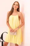 Kesi Włoski Dámske mušelínové šaty s ramienkami a volánom žltý