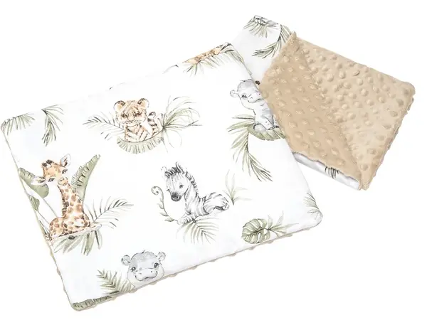 Medi Partners Quilt 55x75 + pillow 35x30 cotton + minky – Safari + beige Minky