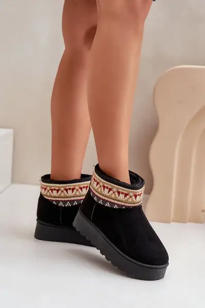 FR1 Dámske Snehové Topánky S Vzorom Na Platforme Čierne Avatharia