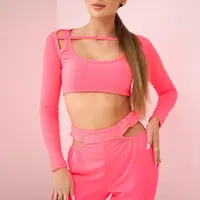 Complete with pink neon blouse top