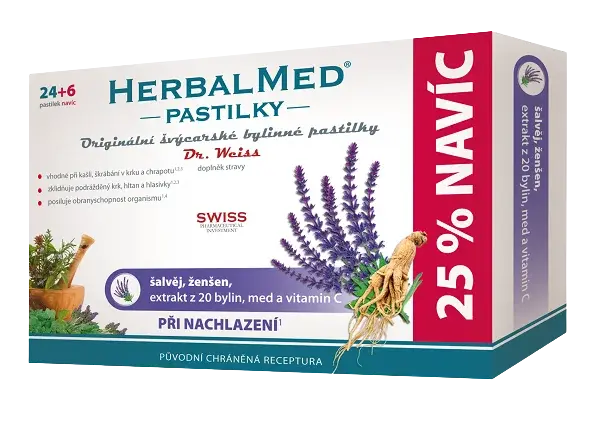 HERBALMED HerbalMed  Šalvěj-ženšen 30 pastilek
