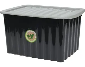 Úložný box s víkem 60x35 cm, černý, recyklovaný plast