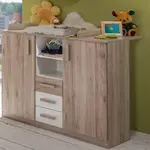 Komoda s přebalovacím pultem Cariba, dub san remo/bílá
