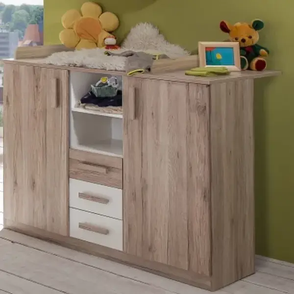 Komoda s přebalovacím pultem Cariba, dub san remo/bílá