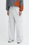 Kalhoty A-COLD-WALL* Overlay Cargo Pant pánské, šedá barva, ve střihu cargo, ACWMB276