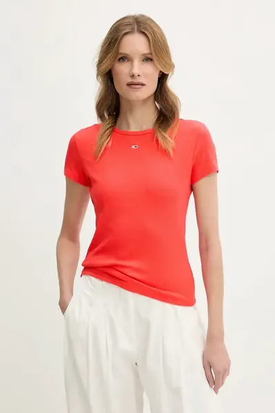 Tričko Tommy Jeans oranžová barva, DW0DW17383