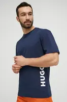 Plážové tričko HUGO T-SHIRT RN RELAXED tmavomodrá barva, s potiskem, 50493727